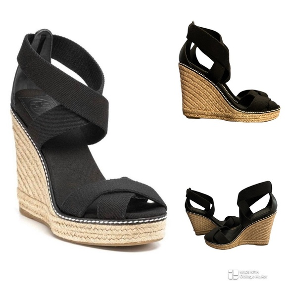 Tory Burch Adonis Black Wedge Espradrille - Picture 1 of 11